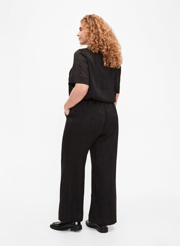 Pantalon avec motif texturé, Black, Model image number 1