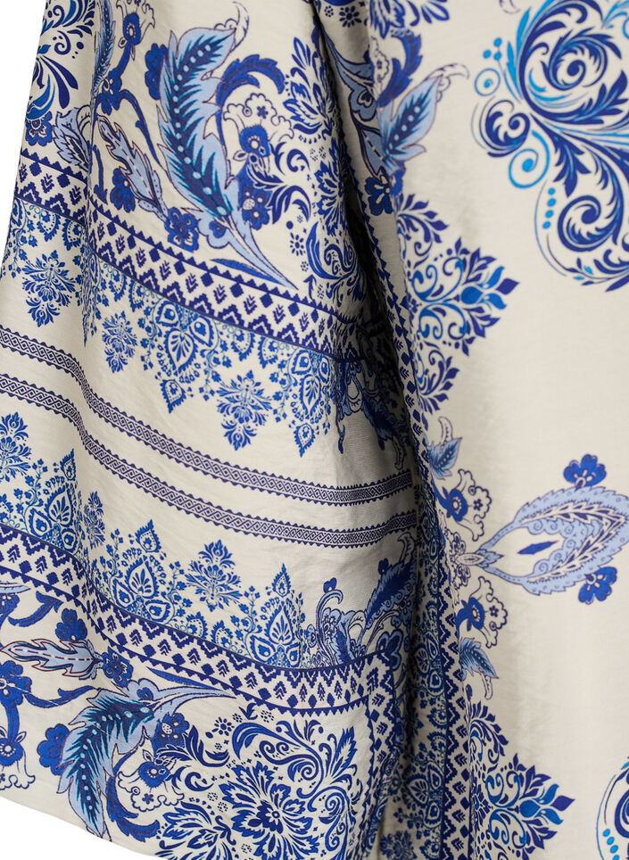 Viscose blouse met 3/4-mouwen en patroon, Blauw, Packshot image number 3