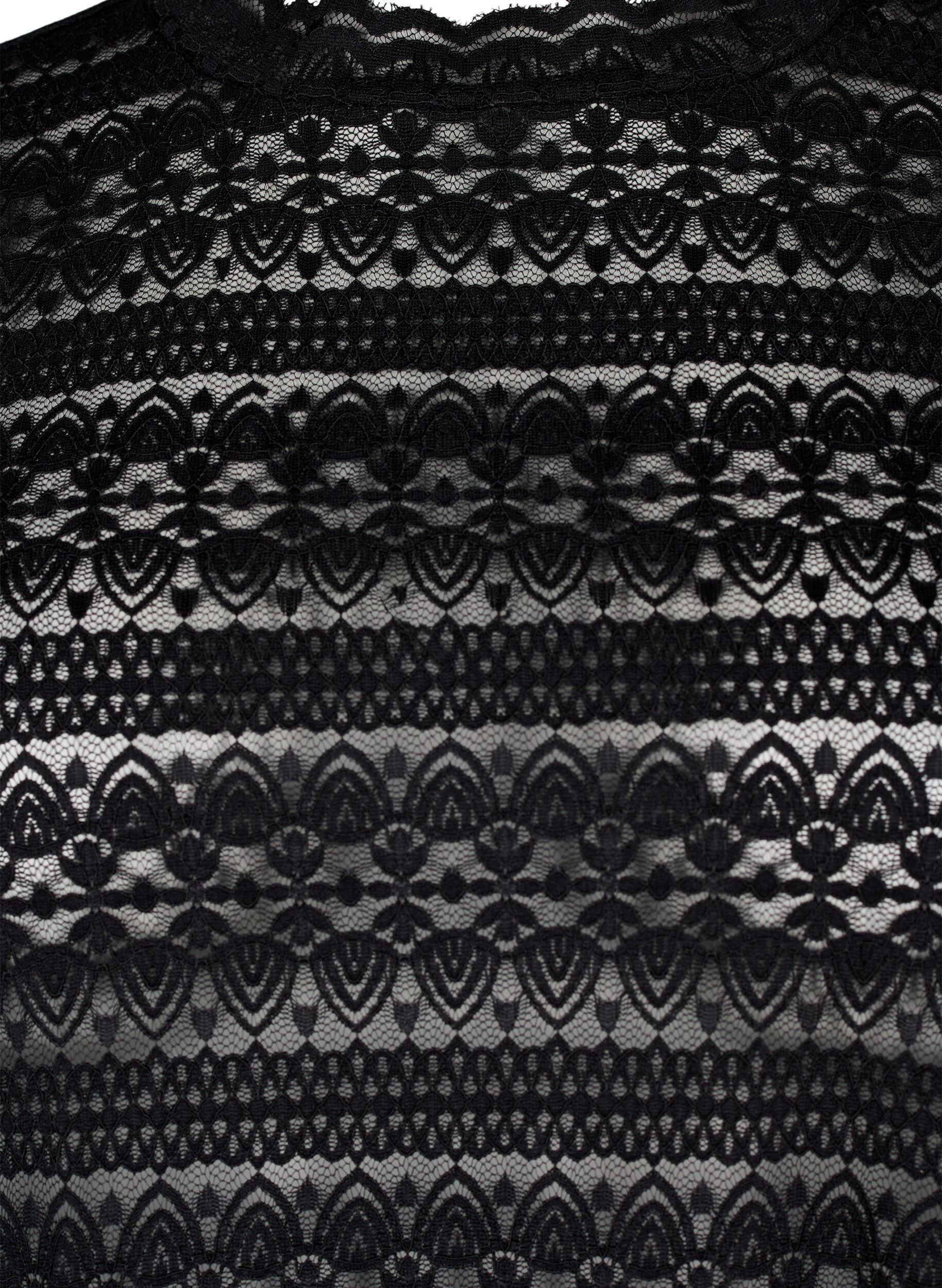 ZizziKanten blouse met lange mouwen, Black, Packshot image number 2
