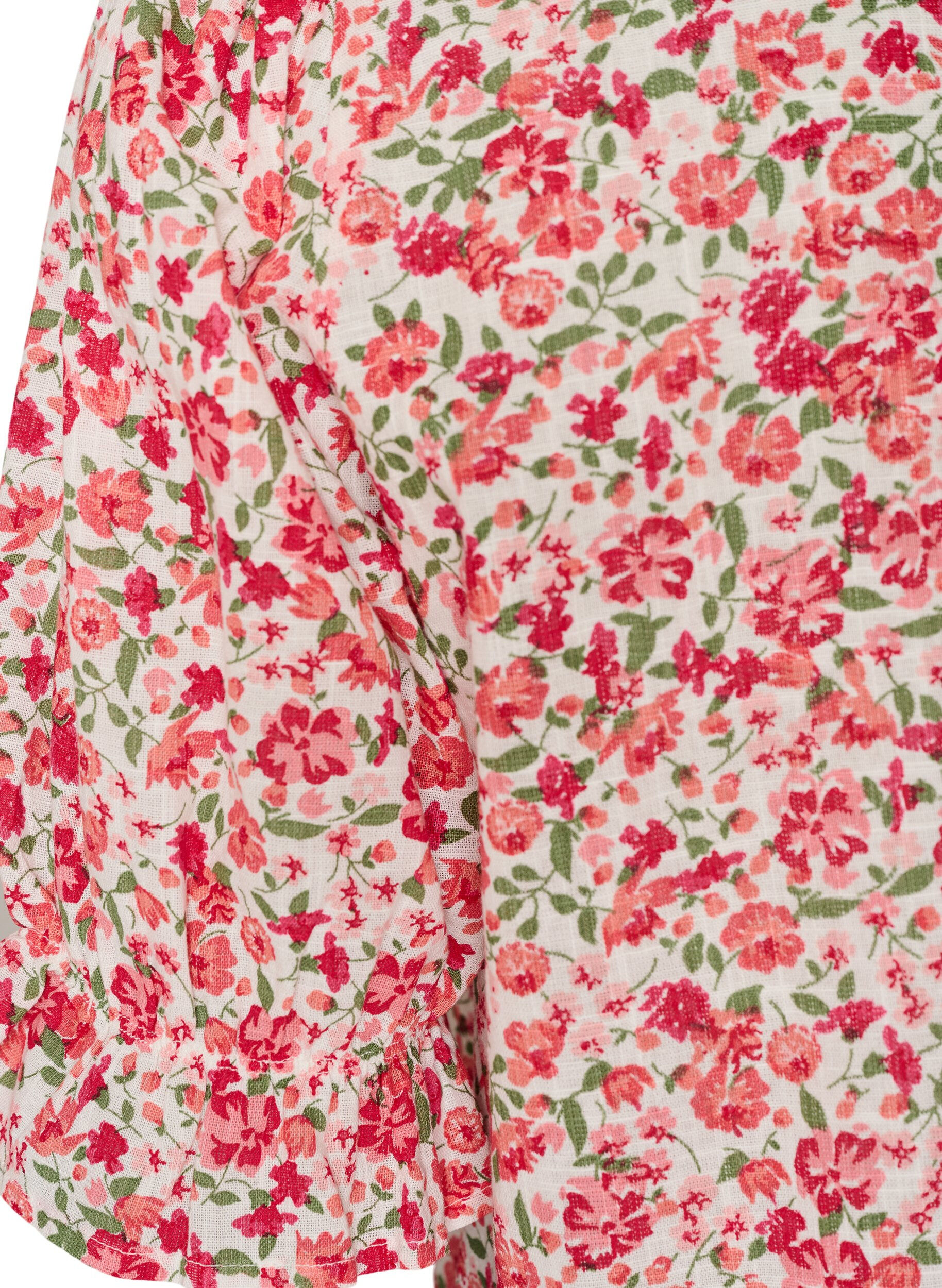 ZizziBlouse en coton avec encolure carr&eacute;e, Rouge, Packshot image number 3