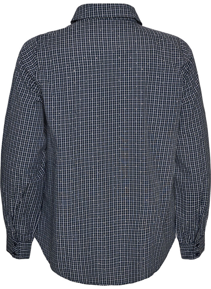 Chemise &agrave; carreaux avec strass, Bleu, Packshot image number 1