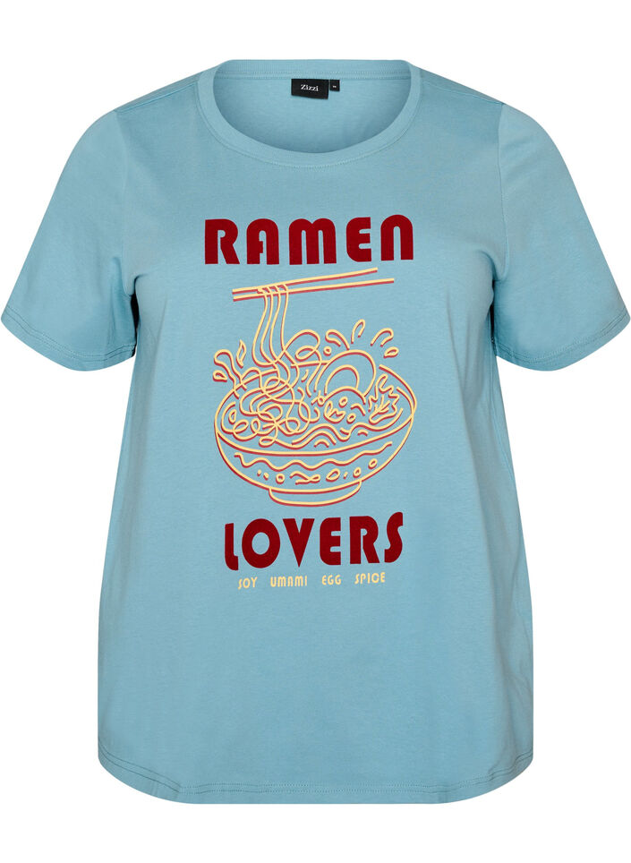 Katoenen T-shirt met print, Blauw, Packshot image number 0