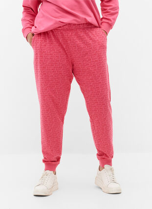 Pantalon de survêtement avec imprimé et poches, Hot Pink AOP, Model image number 2