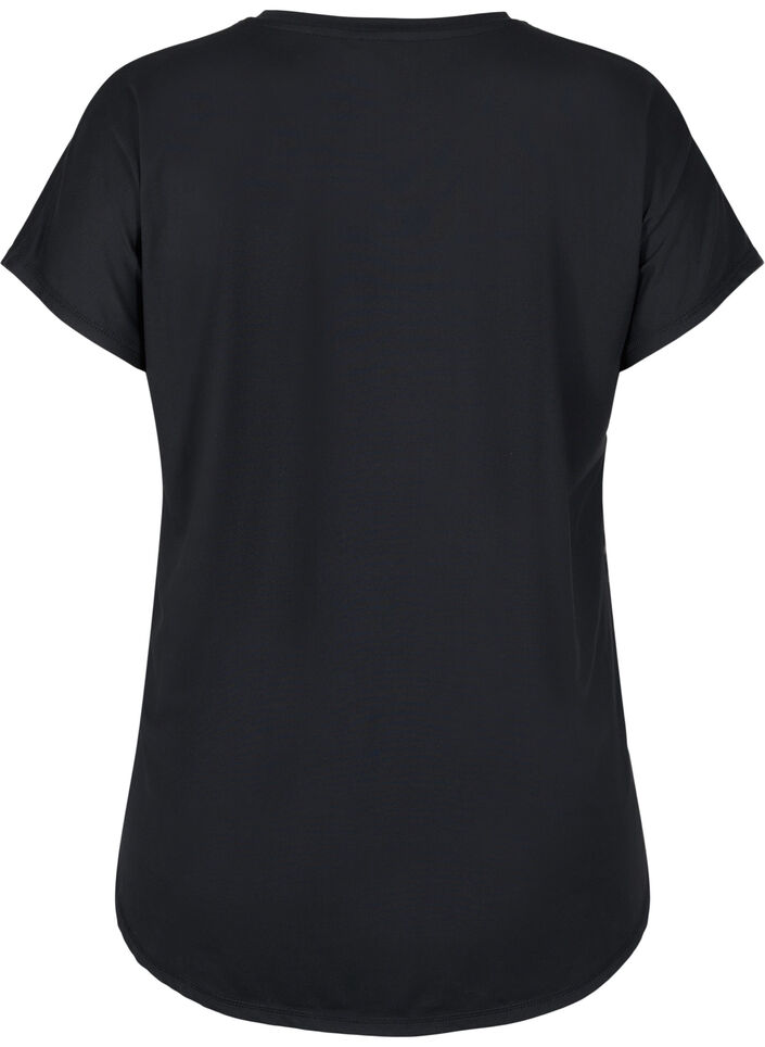 Sportief t-shirt met korte mouwen en v-hals, Zwart, Packshot