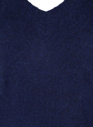 Chemisier en maille chinée à col en V en laine mélangée, Dark Blue Mel., Packshot image number 2