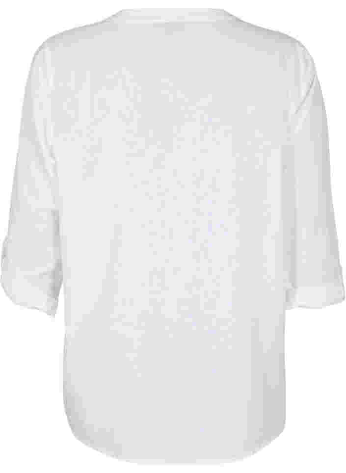 Chemisier en coton avec détails en dentelle, Bright White, Packshot image number 1