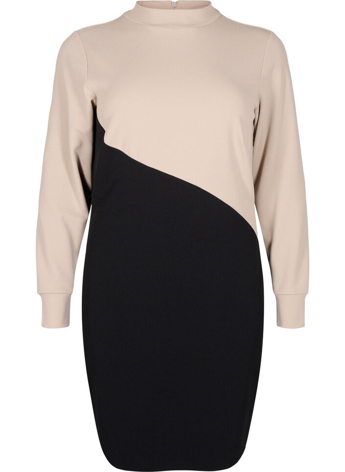 Robe colorblock &agrave; col montant, Black w. P.Cashmere, Packshot image number 0