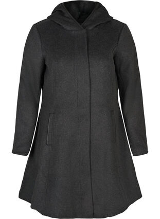 Veste à capuche avec laine, Dark Grey Melange, Packshot image number 0