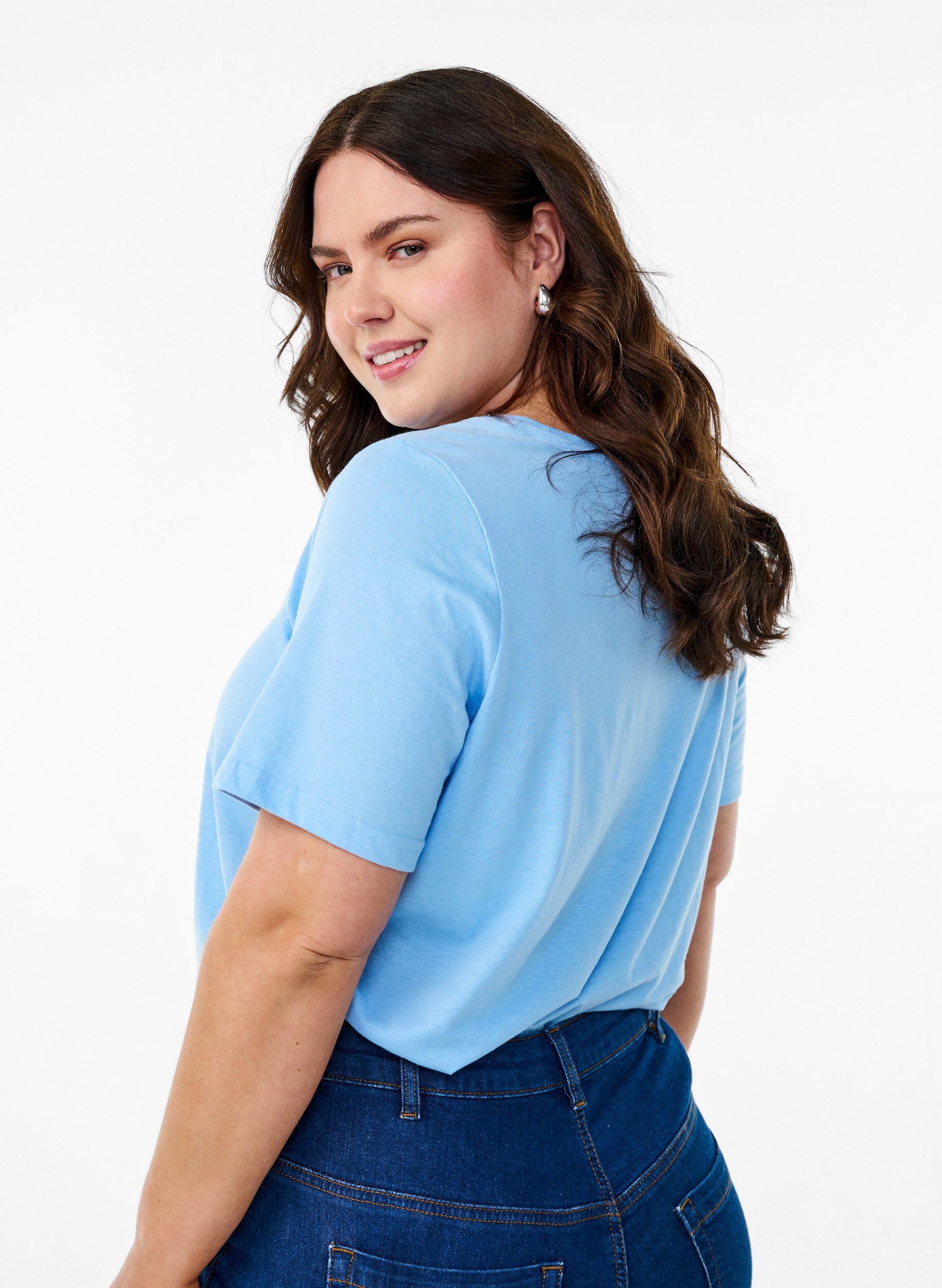 Zizzi FLASH - T-shirt avec motif, Bleu Clair, Model image number 2