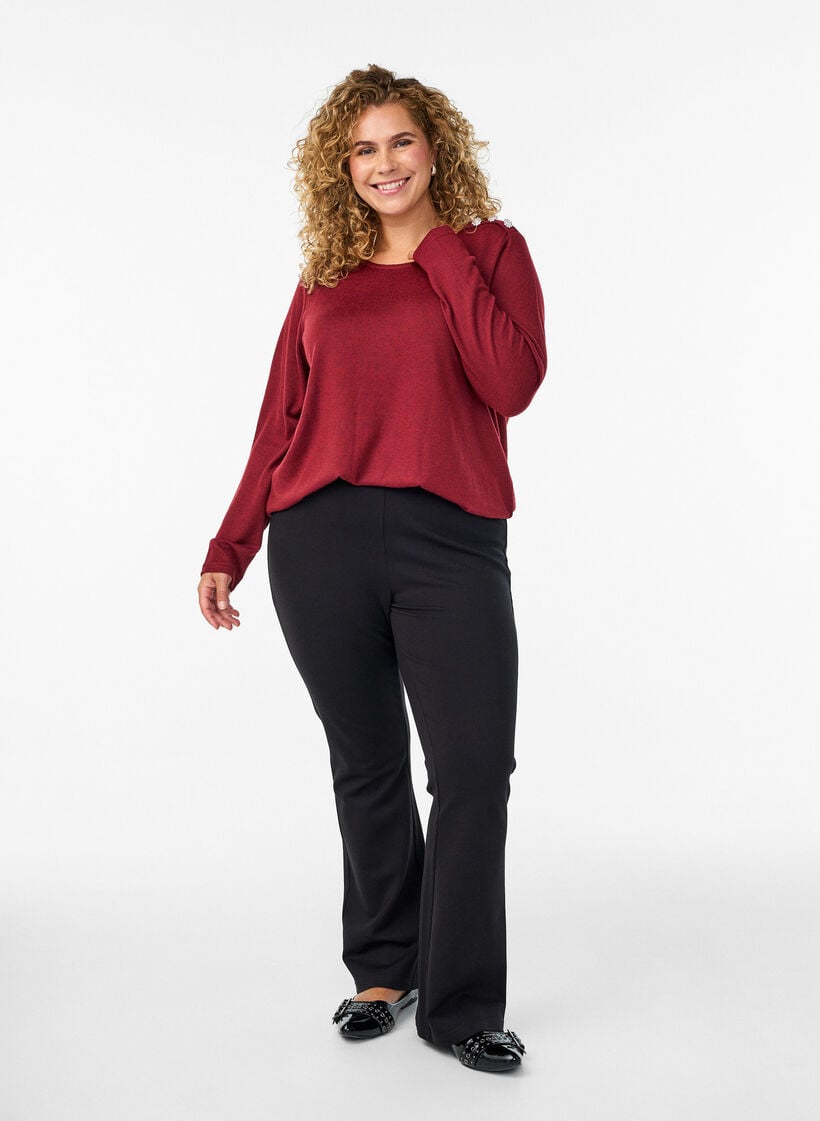 Pantalon bootcut en m&eacute;lange de viscose, Noir, Model image number 0