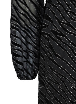 Robe à motifs avec des paillettes et un col en V, Black w Glitter, Packshot image number 2
