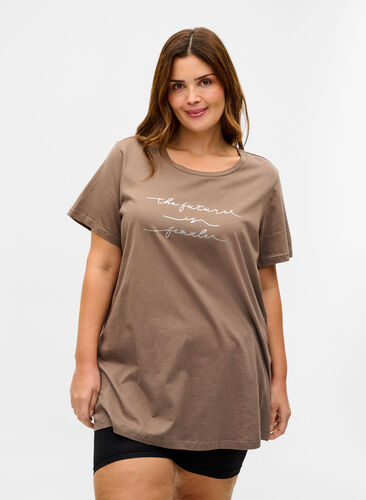 T-shirt de nuit surdimensionné en coton bio, Falcon Text, Model image number 0