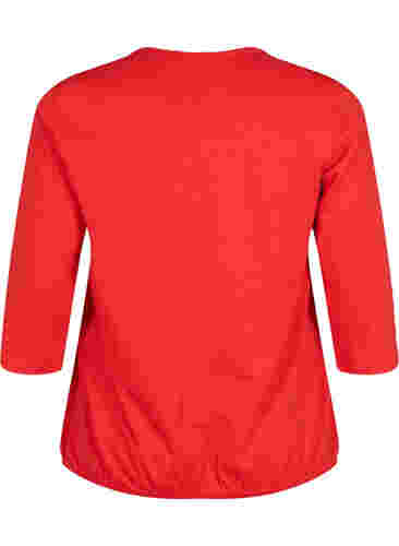 Katoenen blouse met 3/4 mouwen, Fiery Red, Packshot image number 1