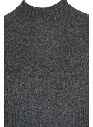 Gebreide jurk met ribstructuur, Dark Grey Melange, Packshot image number 2