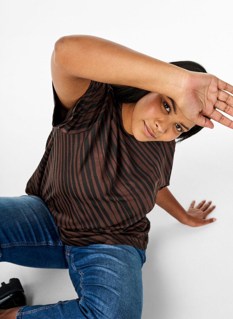 Chemisier surdimensionné avec motif, Marron, Image image number 0