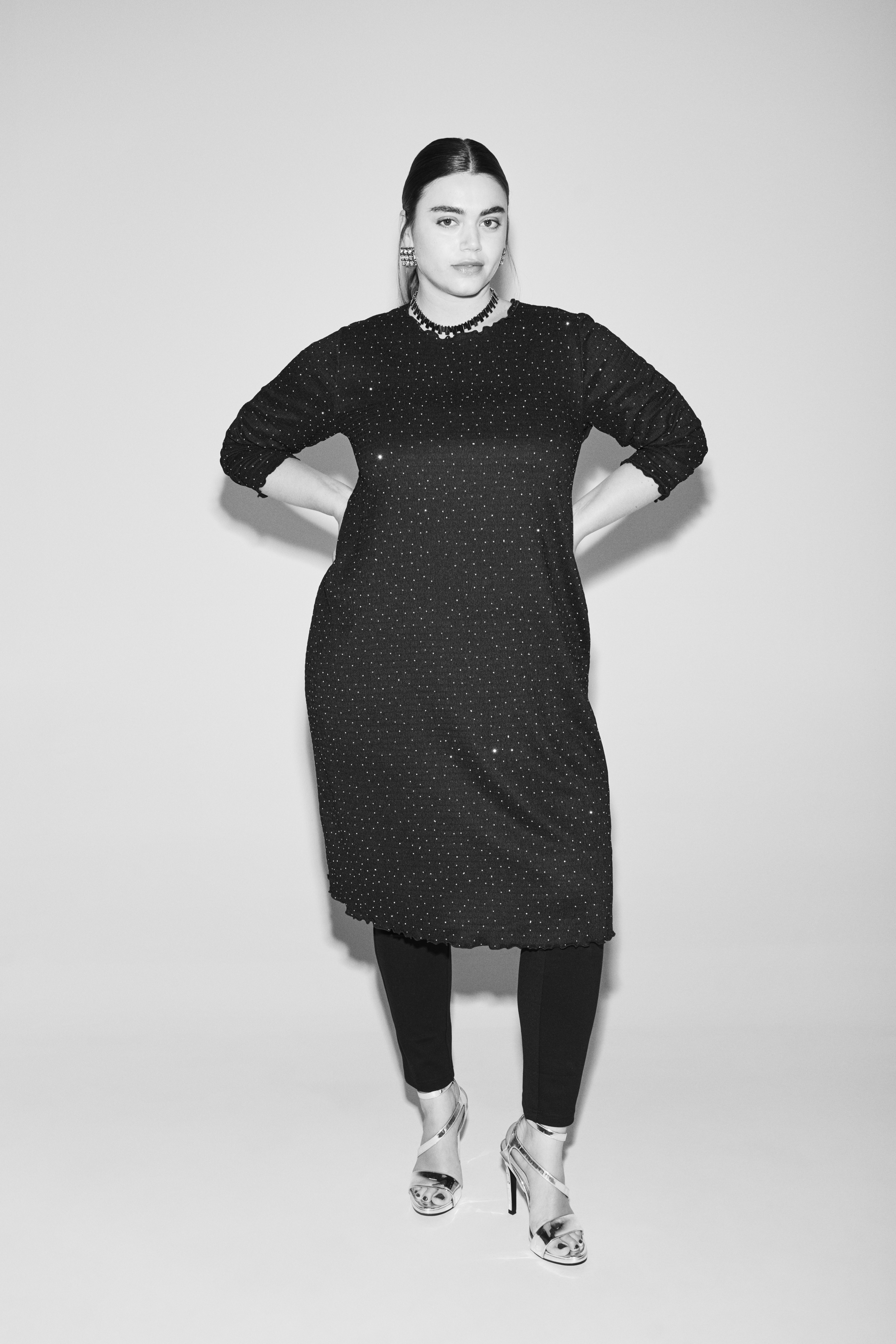 Jurk met strass, , Model
