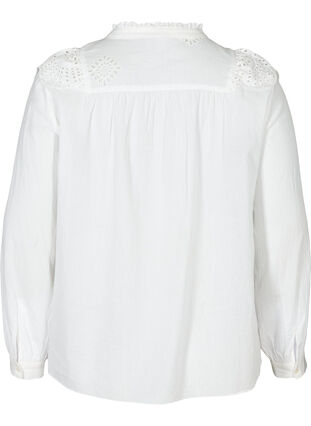 Katoenen blouse met borduursel anglaise, Bright White, Packshot image number 1