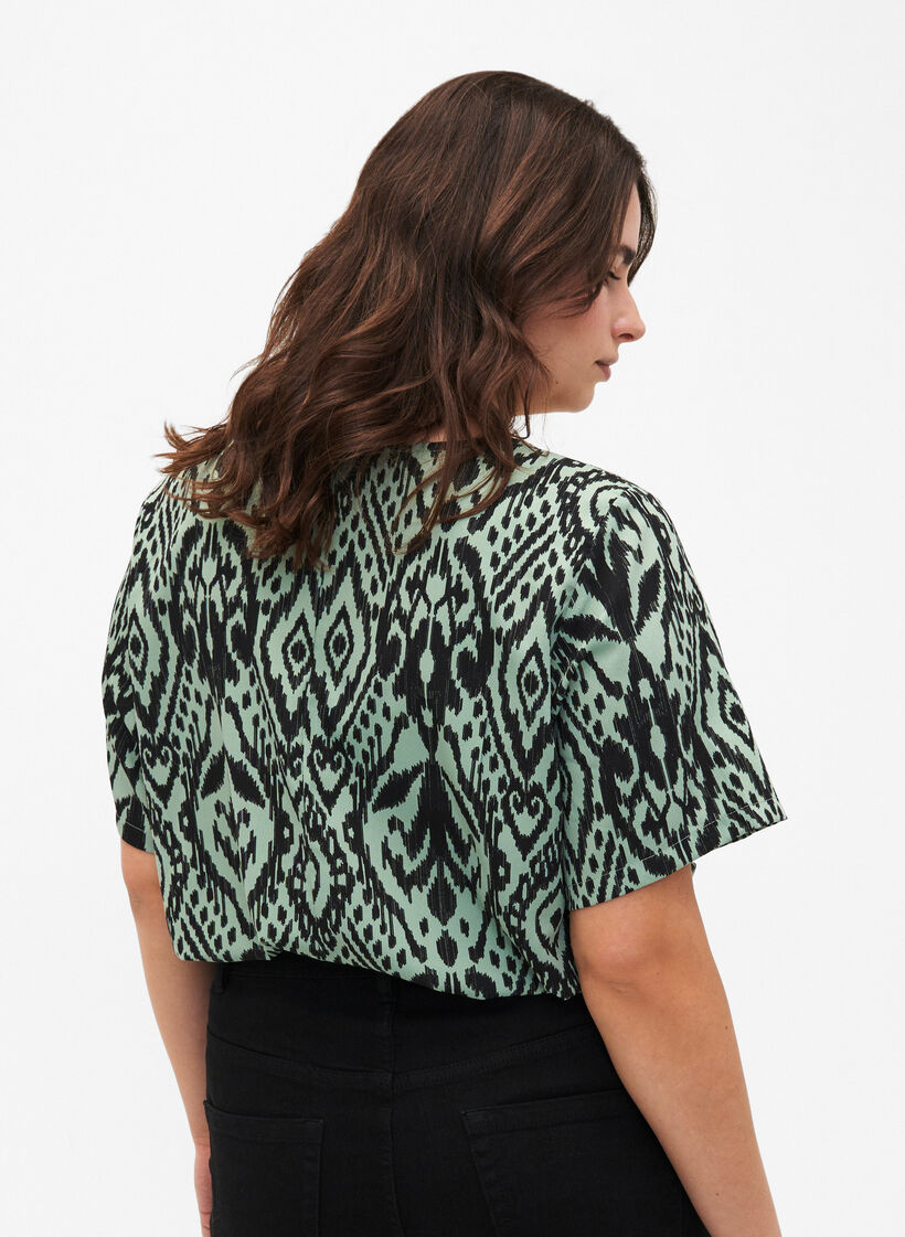 FLASH - Blouse met korte mouwen en print, Green Bay Ehnic, Model image number 1
