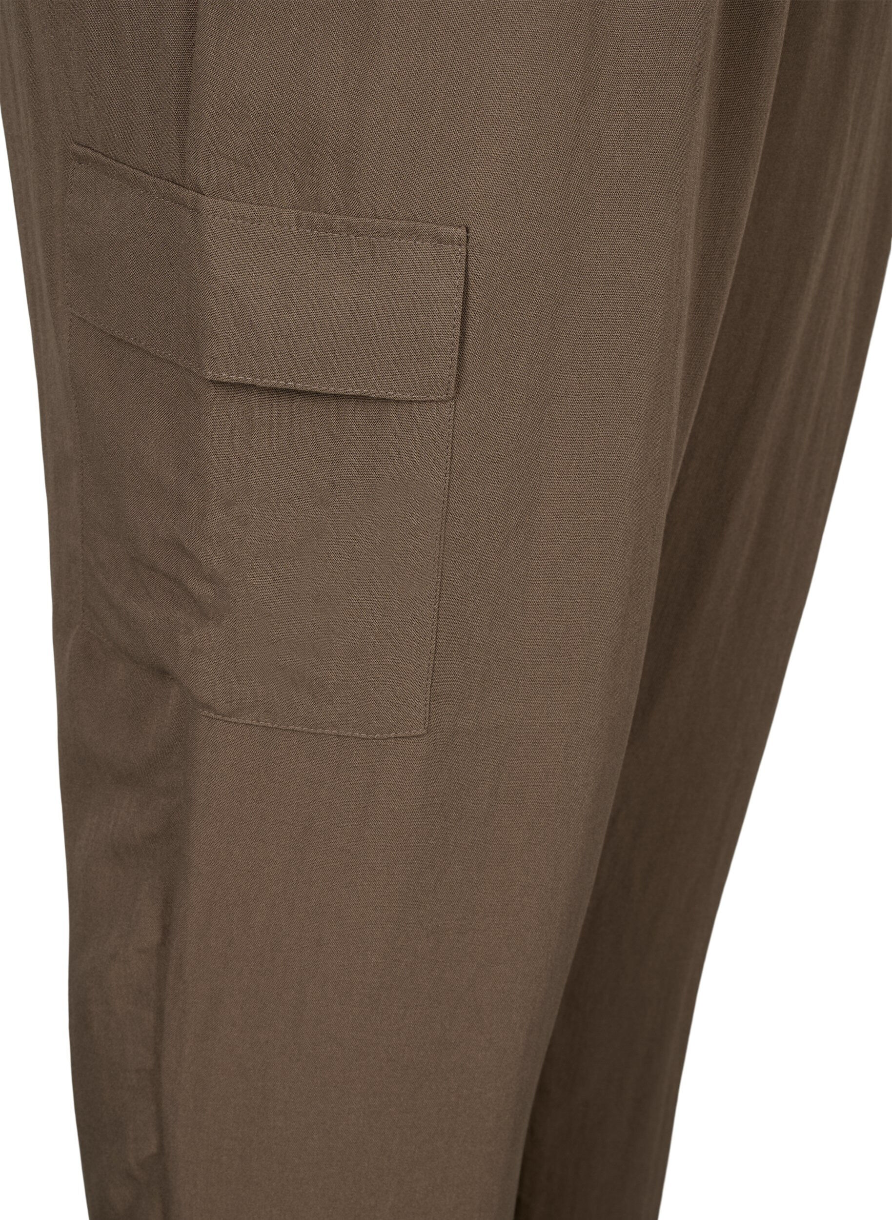 Zizzi Pantalon ample en viscose avec grandes poches, Chocolate Chip, Packshot image number 3