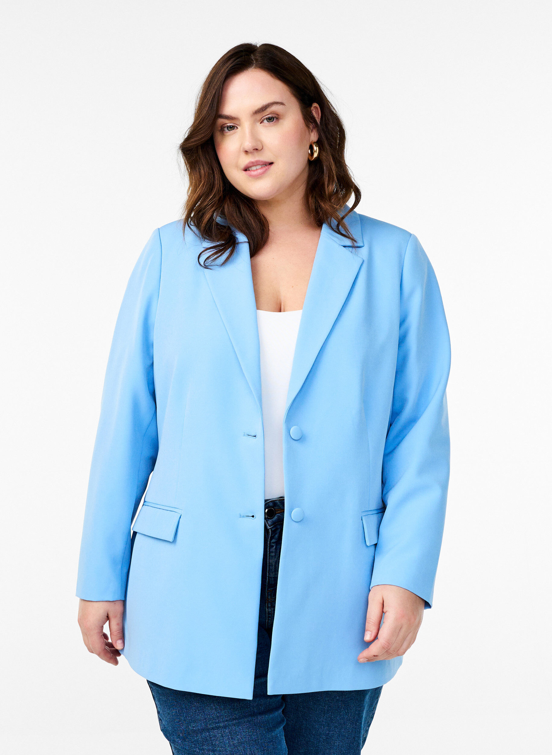 ZizziBlazer classique avec fermeture boutonn&eacute;e, Bleu Clair, Model image number 0