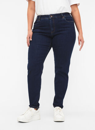 Slim-fit Emily jeans met normale taille, Dark blue, Model image number 2