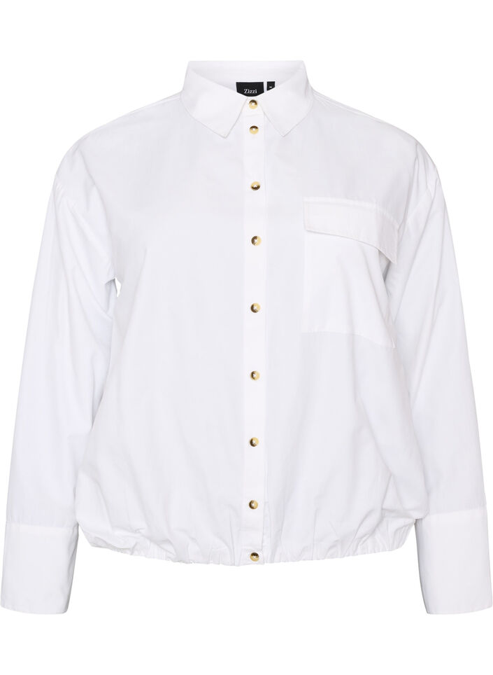 Shirt met borstzak en ballonvorm, Wit, Packshot image number 0
