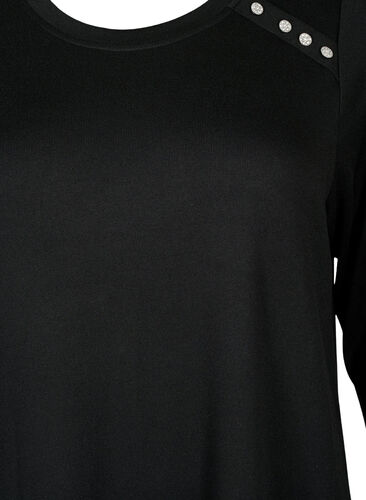 Robe en jersey à manches longues avec boutons décoratifs, Black, Packshot image number 2