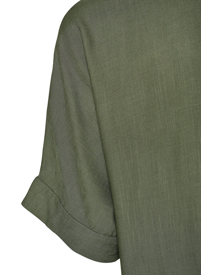 Blouse en viscose avec bordure crochet et boutons, Vert, Packshot image number 3