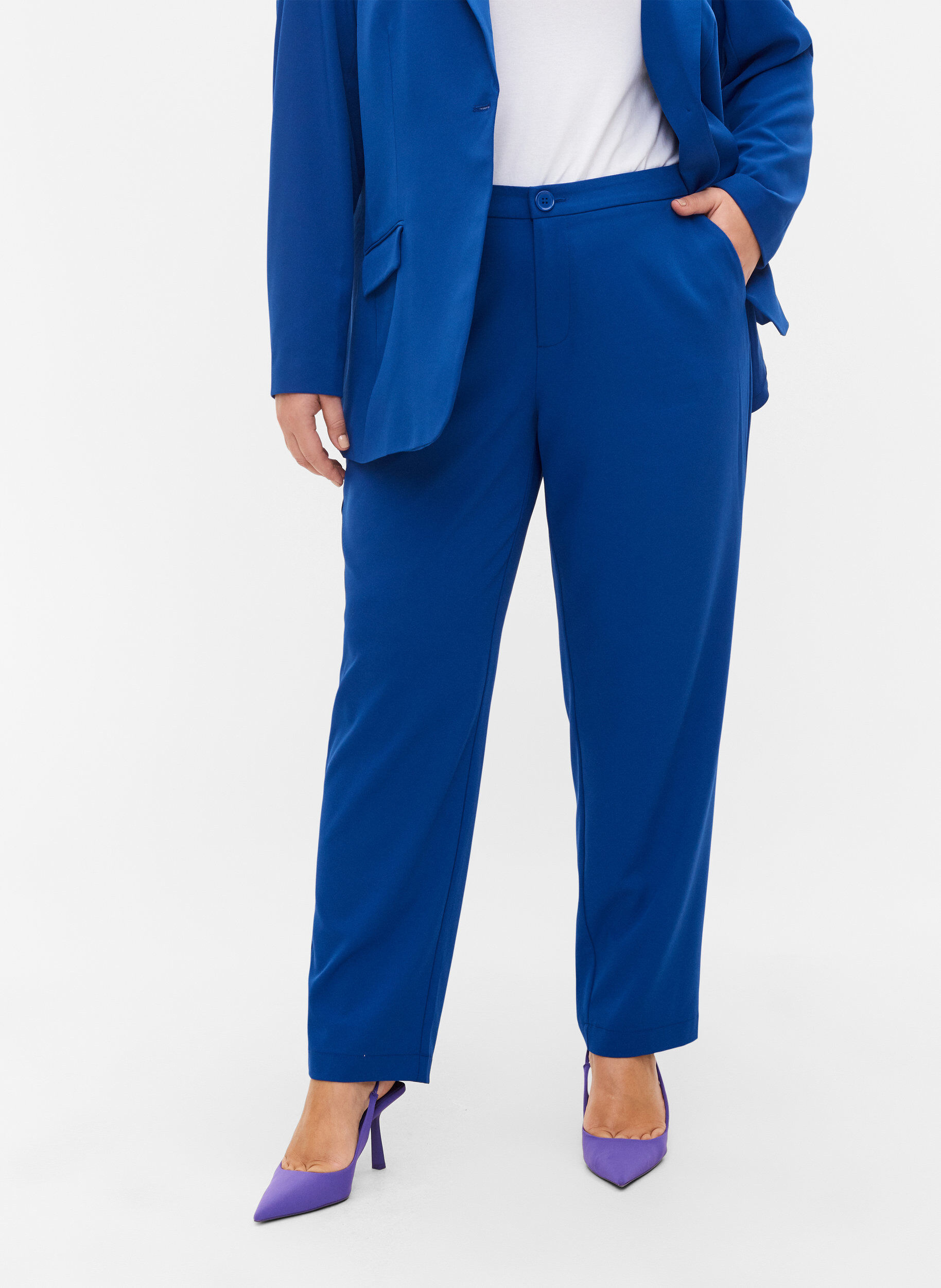 ZizziKlassieke broek met zakken, Blauw, Model image number 2
