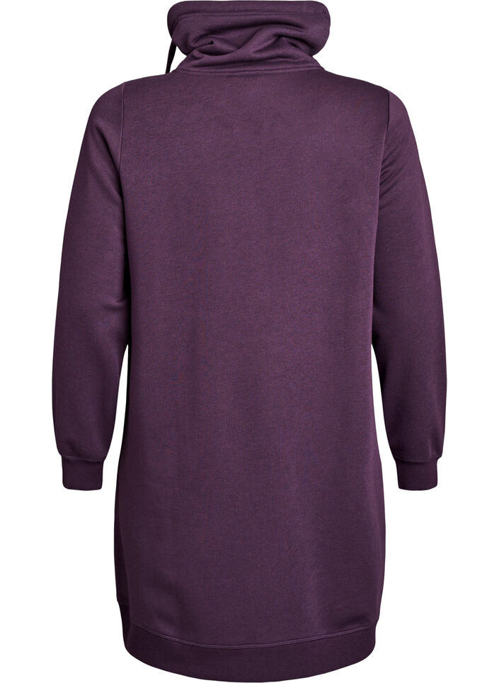 Kort sweatshirt jurk met hoge kraag en zakken, Paars, Packshot image number 1