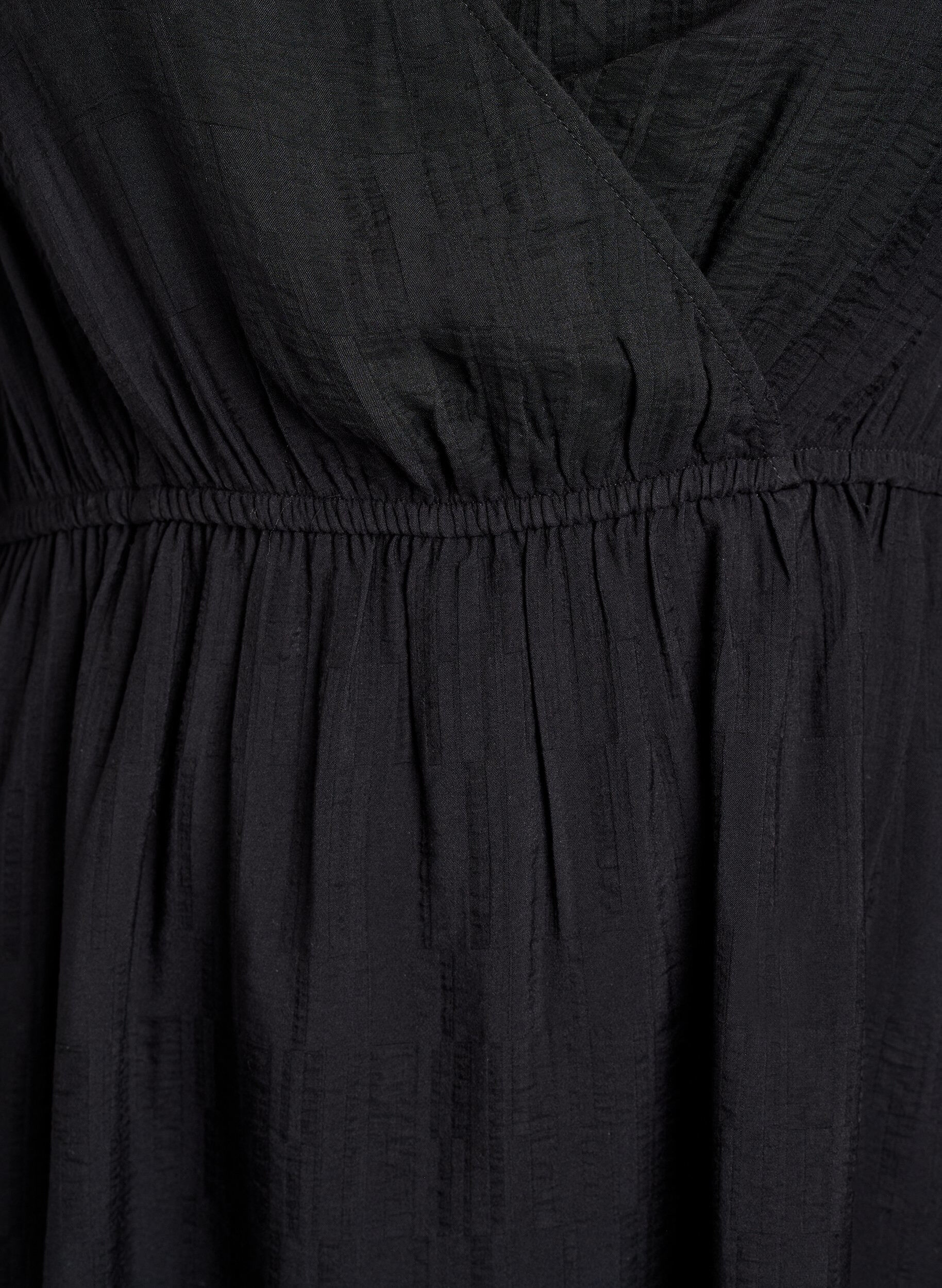 Zizzi Robe courte textur&eacute;e effet portefeuille, Noir, Packshot image number 2