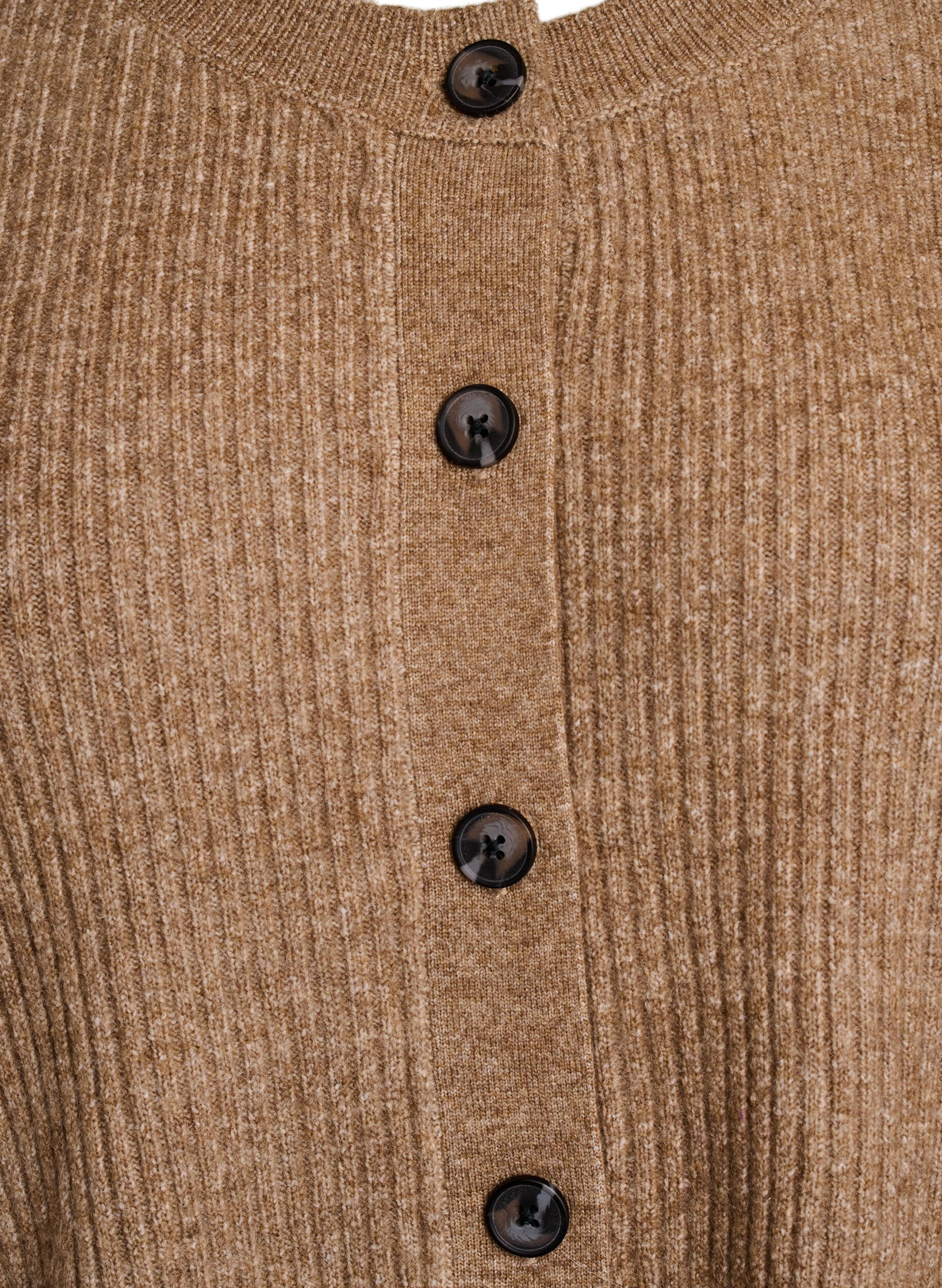 ZizziVest van ribtricot met knopen, Bruin, Packshot image number 2