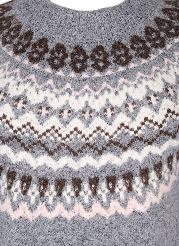 Gebreide jurk met jacquardpatroon en lange mouwen, Medium Grey Comb, Packshot image number 2