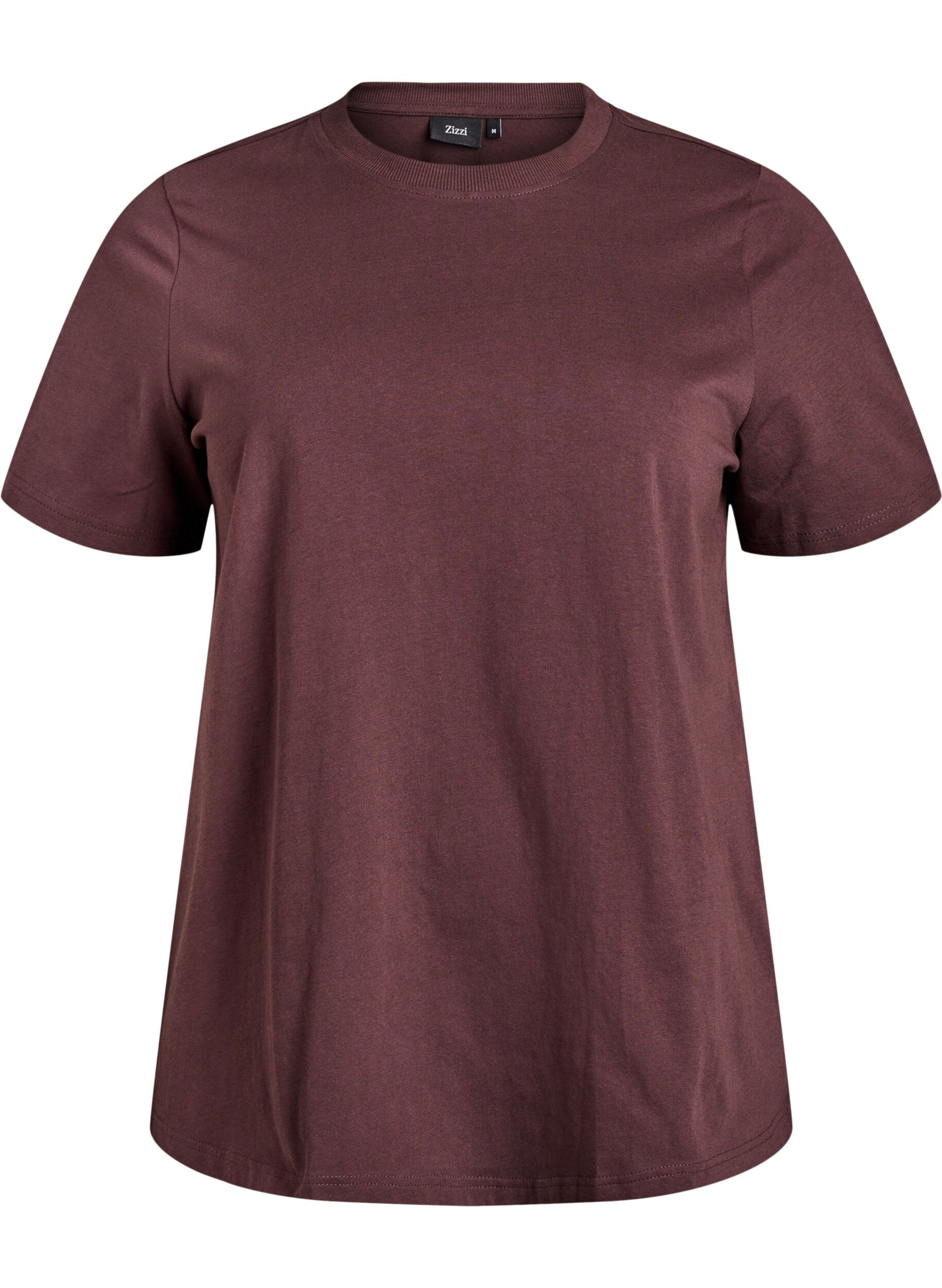 ZizziT-shirt basique en coton &agrave; col rond, Marron, Packshot image number 0