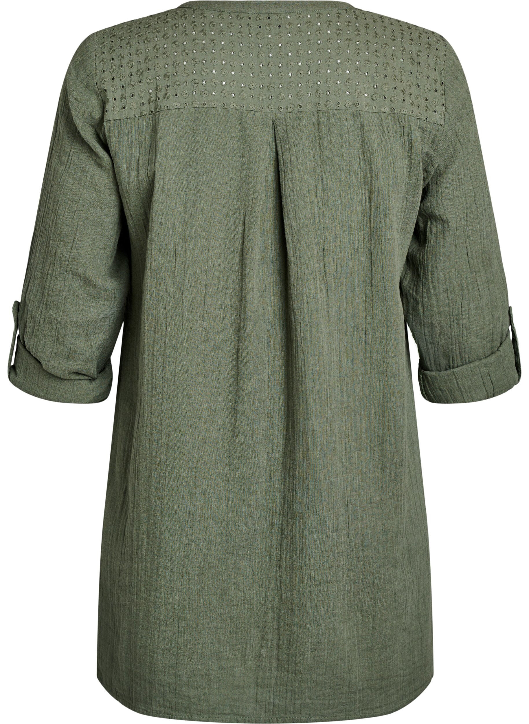 ZizziTunique en mousseline de coton avec broderie anglaise, Vert, Packshot image number 1