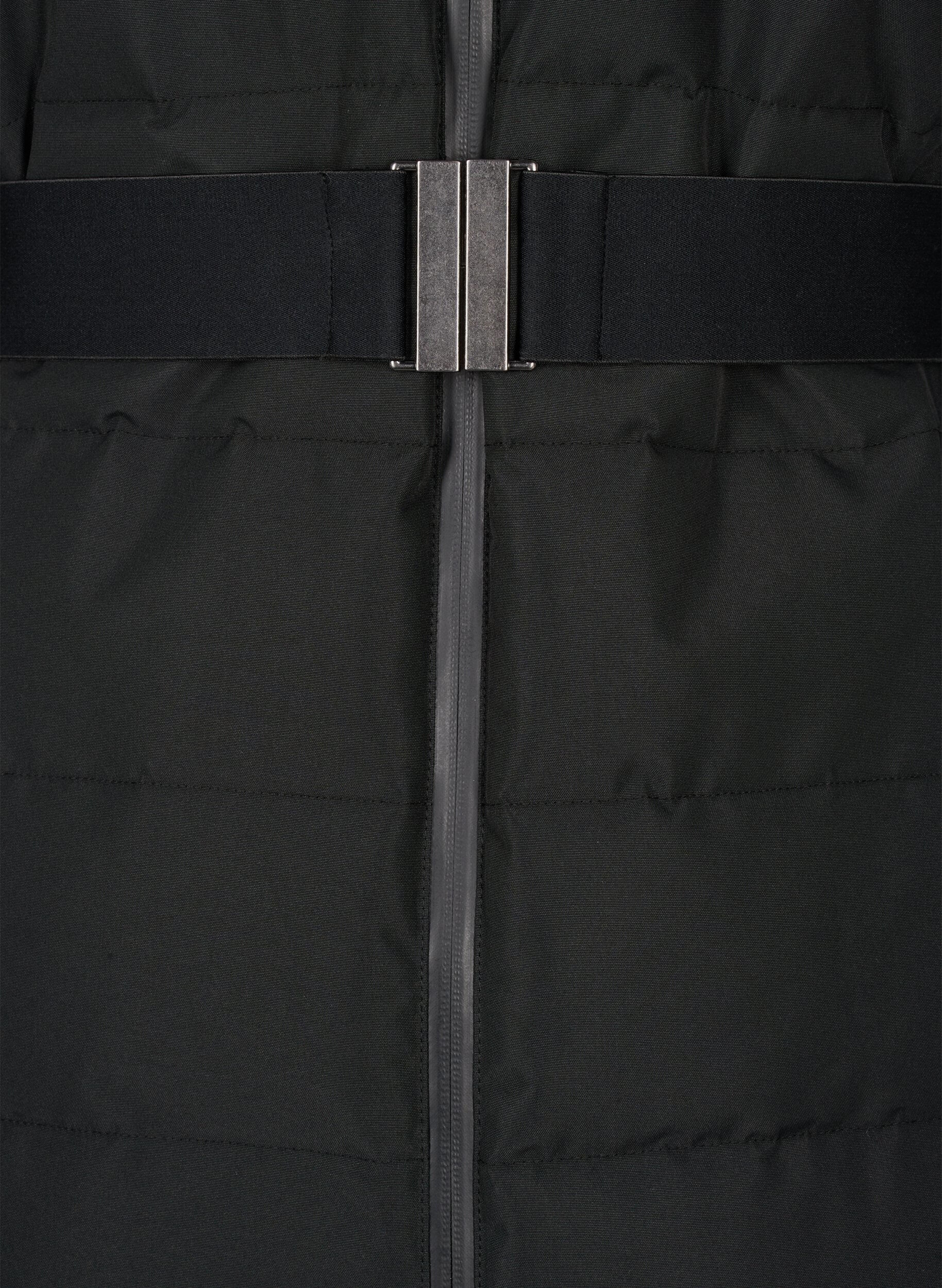 Zizzi Veste de ski avec capuche et ceinture, Black, Packshot image number 3