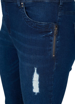 Super slim fit Amy jeans met slijtage, Dark blue denim, Packshot image number 2