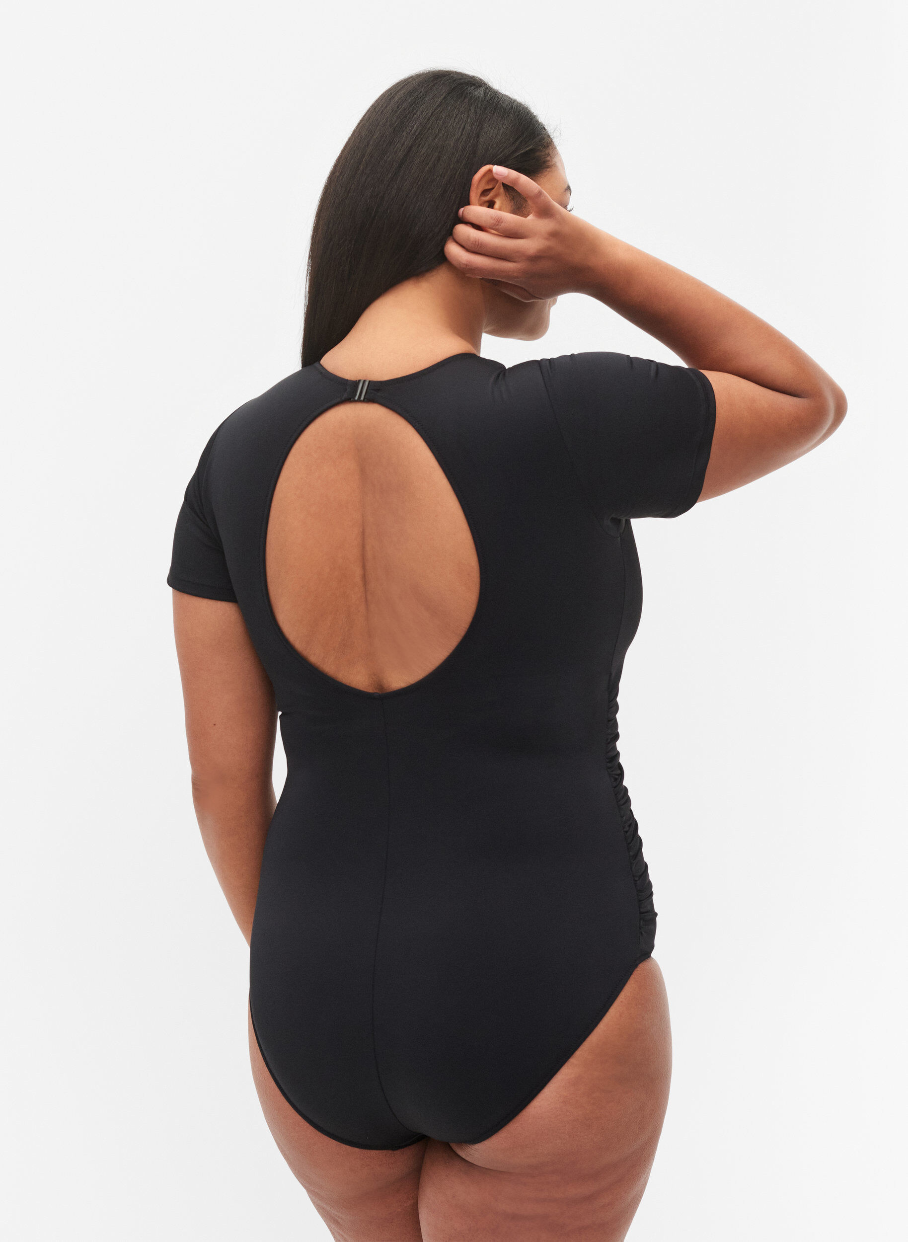 Zizzi Maillot de bain &agrave; manches courtes, Black, Model image number 1