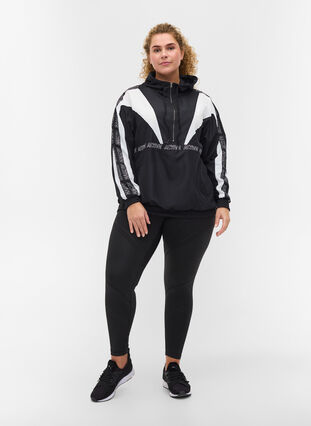 Veste de sport avec capuche et détails imprimés, Black, Model image number 2