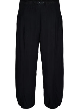 Pantalon ample avec détail en smock, Black, Packshot image number 0