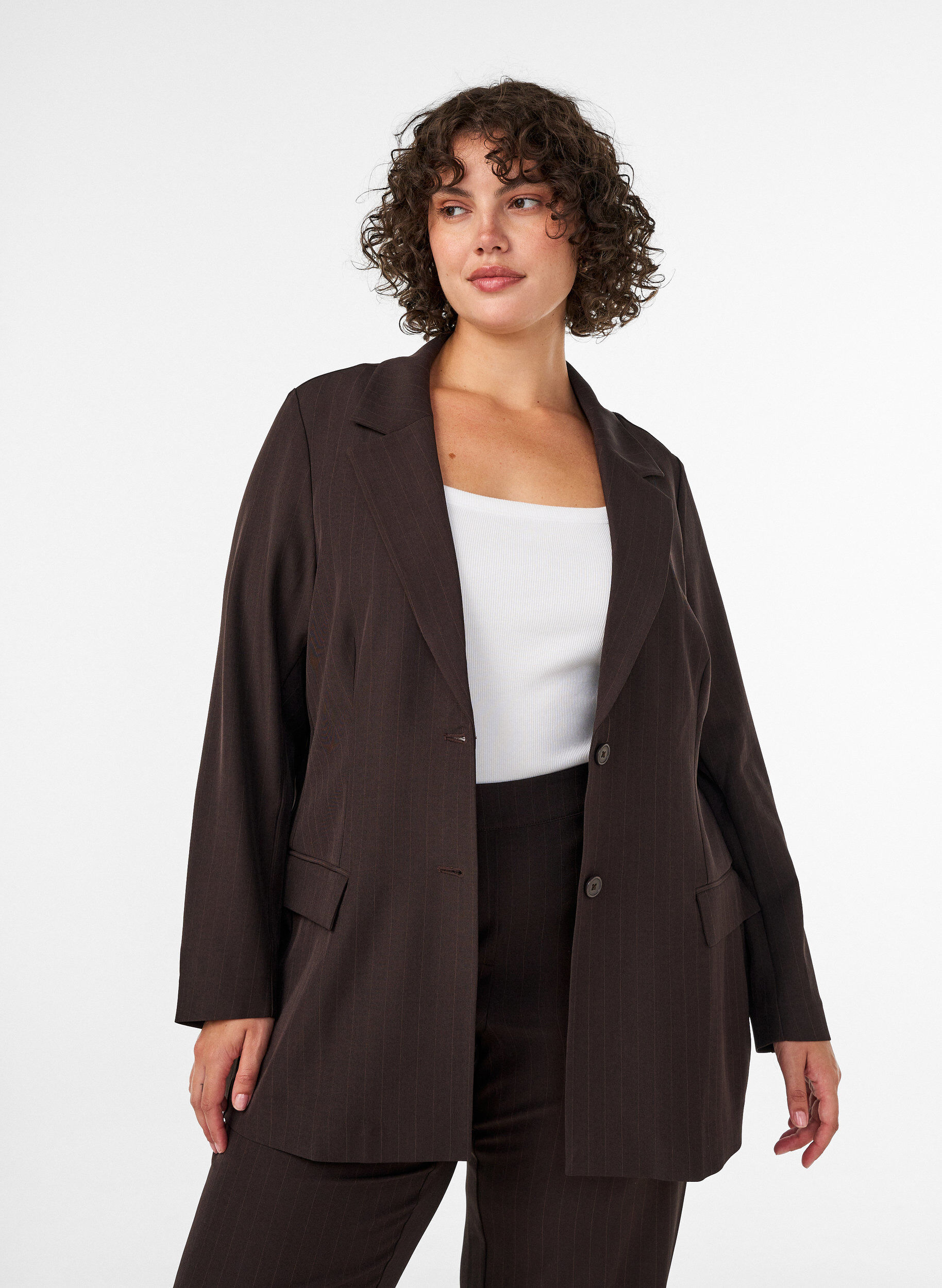 Blazer avec poches et fentes, Marron, Model