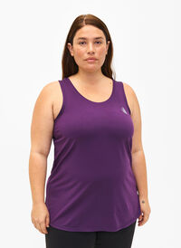 T-shirt de sport à col rond, Purple Pennant, Model