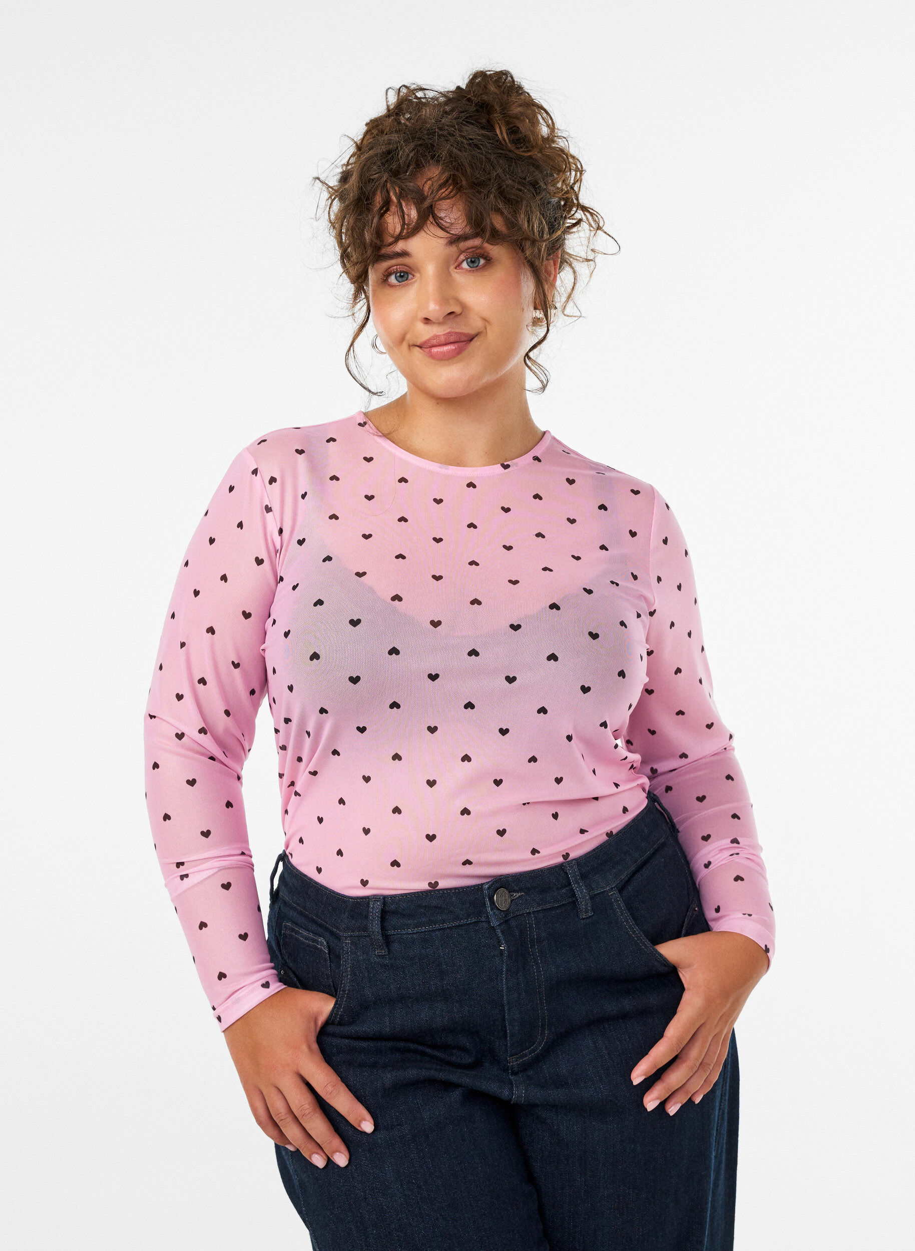 ZizziBlouse en maille avec imprim&eacute;, Rose, Model image number 0