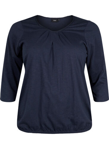 Katoenen blouse met 3/4 mouwen, Navy Blazer, Packshot image number 0