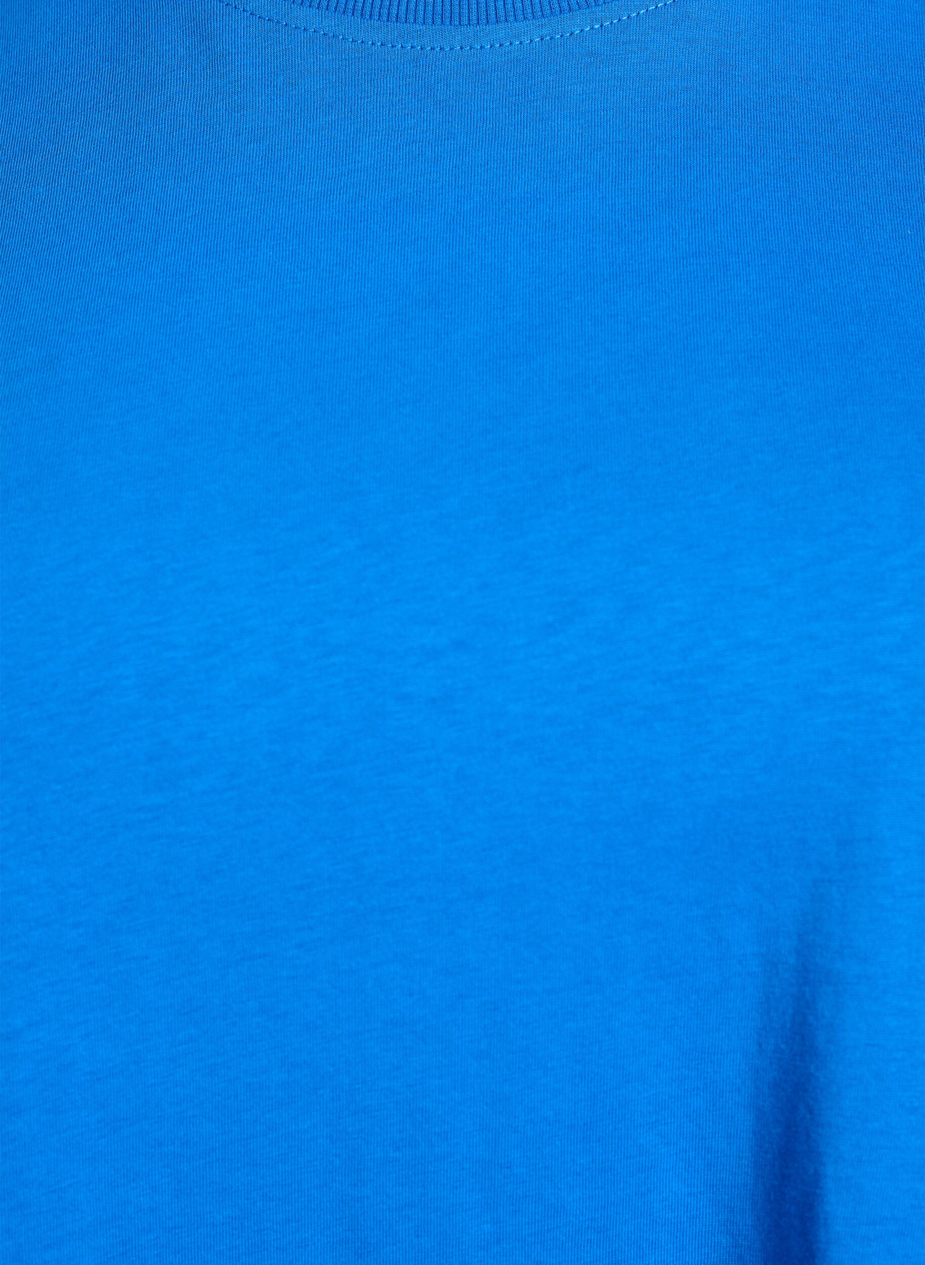 ZizziBasic katoenen T-shirt met ronde hals, Blauw, Packshot image number 2