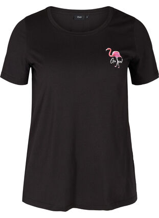 T-shirt met print, Black Flamingo, Packshot image number 0