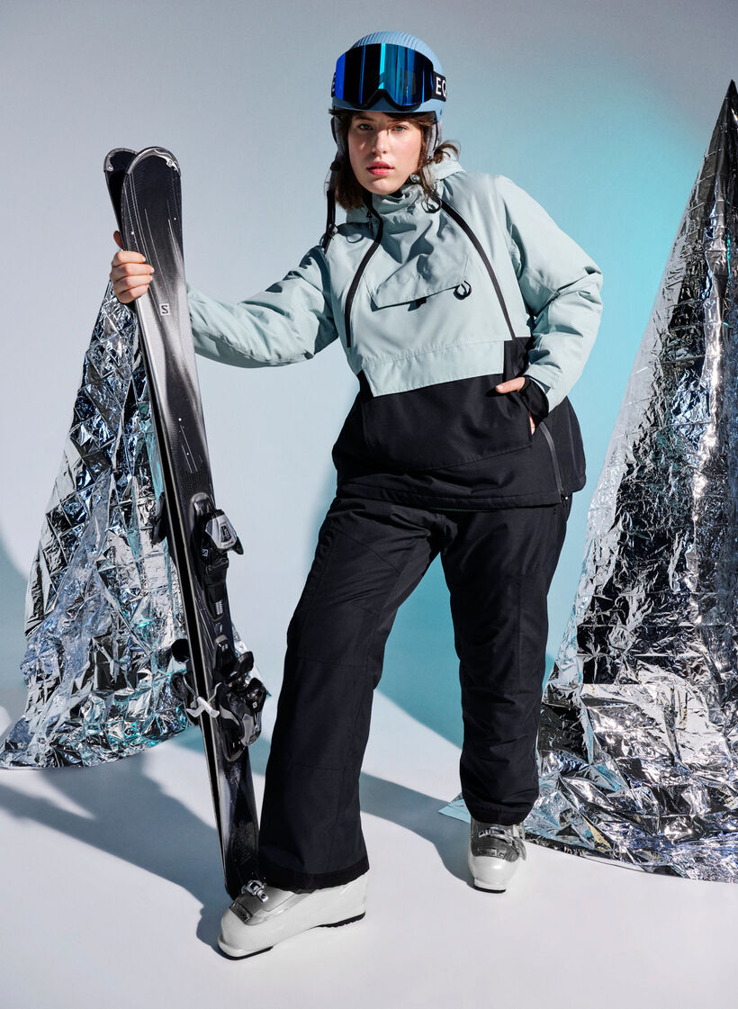 Anorak de ski avec capuche, Gray mist w. Black, Image
