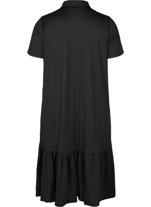 Midi-jurk met korte mouwen en knopen, Black, Packshot image number 1