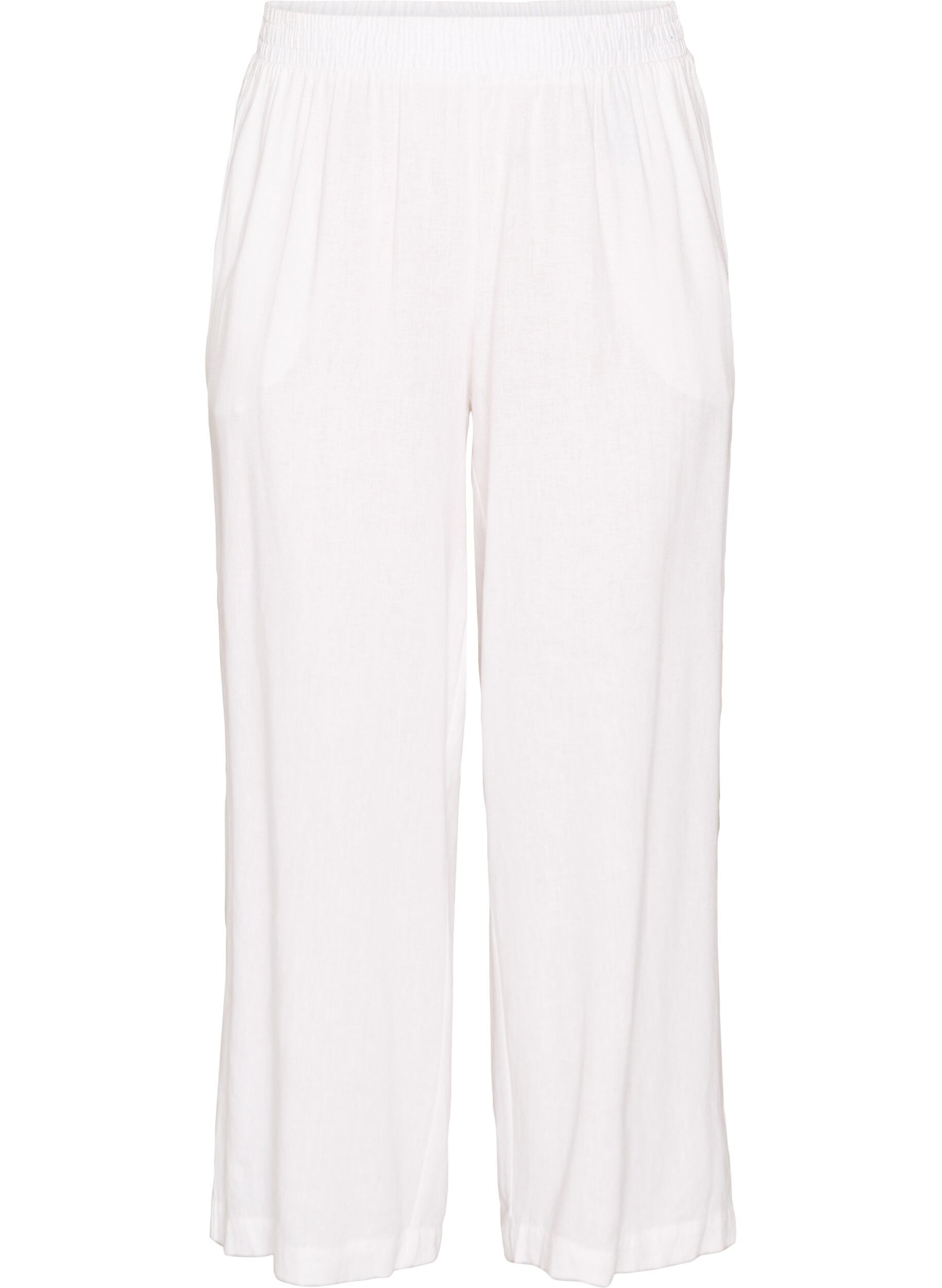 Pantalon large en lin et viscose