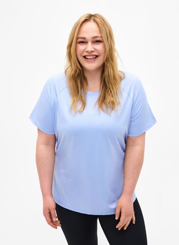 T-shirt d'entraînement avec dos en mailles, Zen Blue, Model image number 0